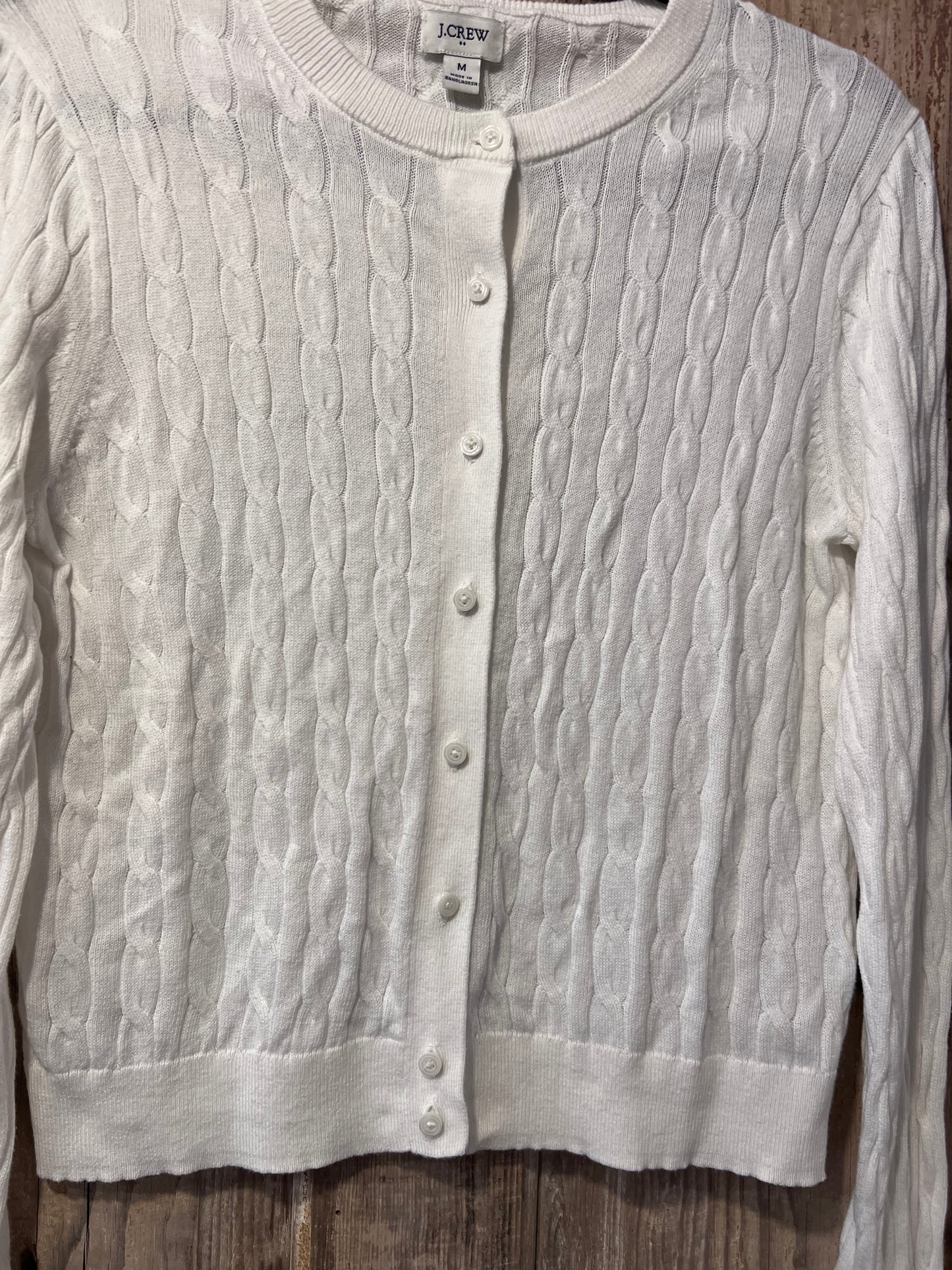 90's J Crew White Cable Knit Cardigan