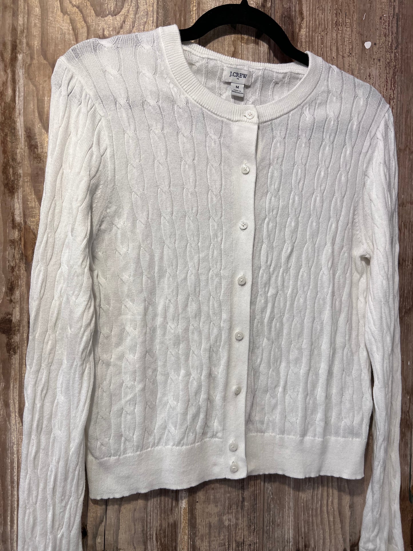 90's J Crew White Cable Knit Cardigan