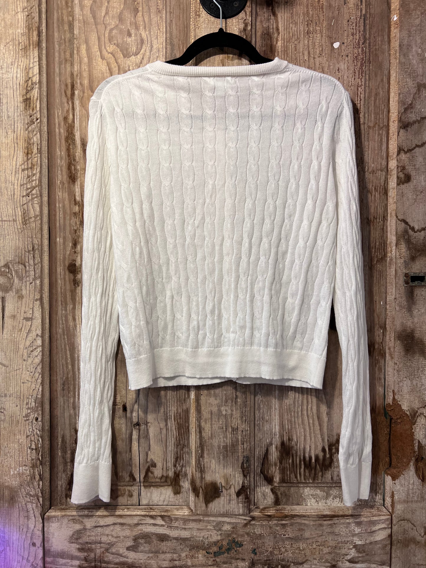90's J Crew White Cable Knit Cardigan