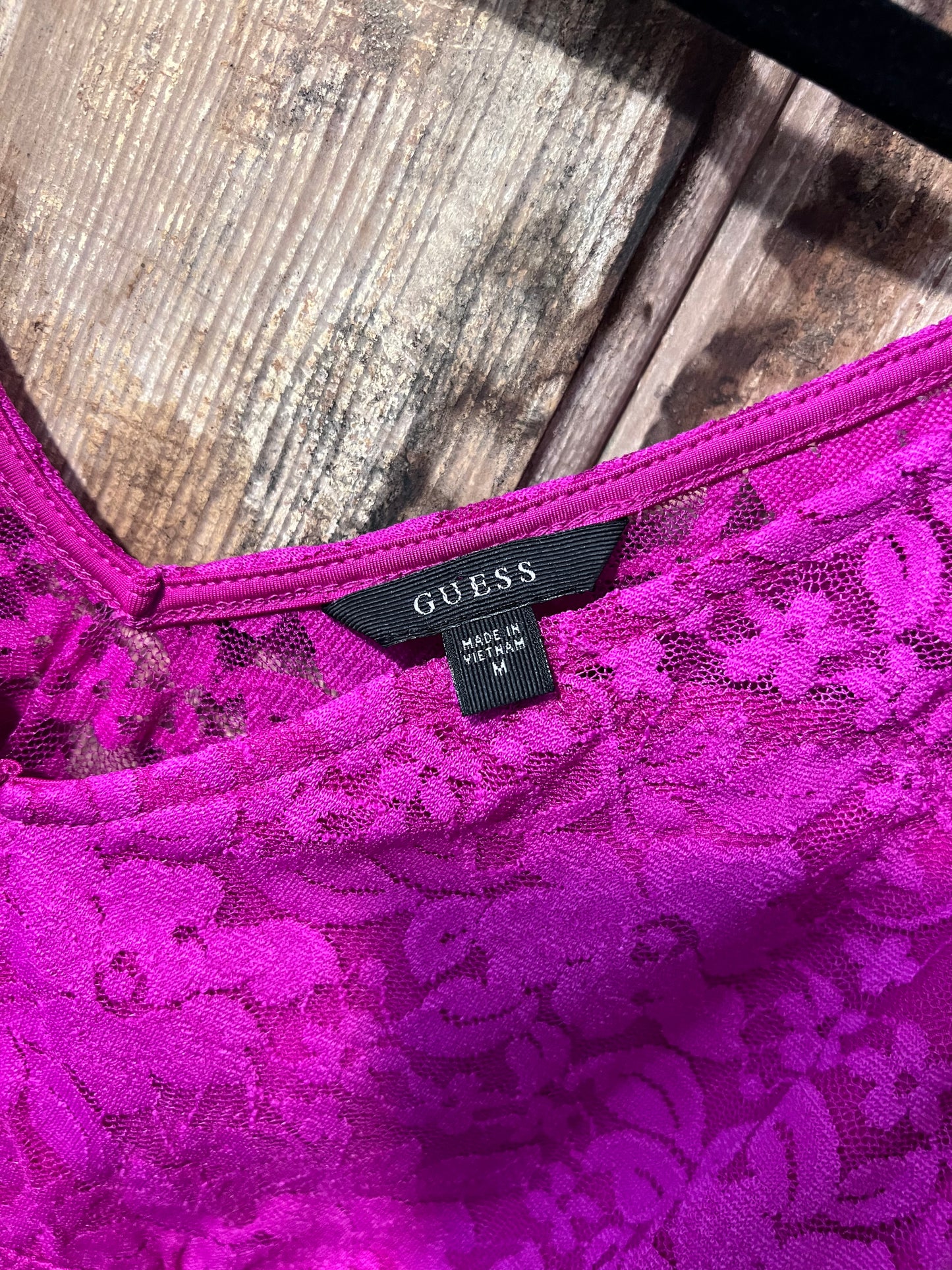 Y2K Guess Fuchsia Lace Tank Top