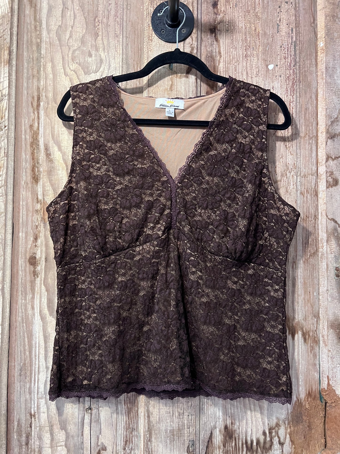 90's Kathleen Kirkwood Brown Lace Tank Top