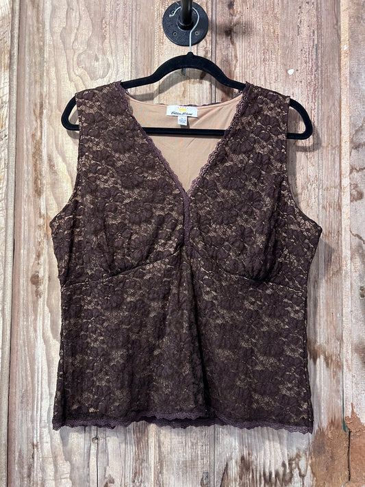 90's Kathleen Kirkwood Brown Lace Tank Top