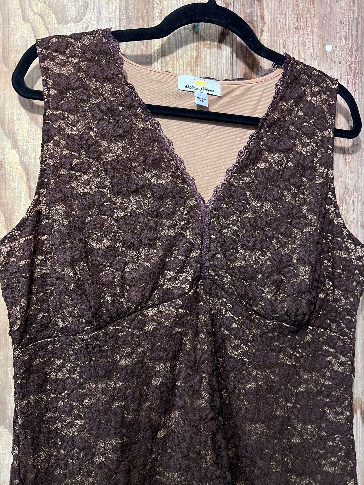 90's Kathleen Kirkwood Brown Lace Tank Top
