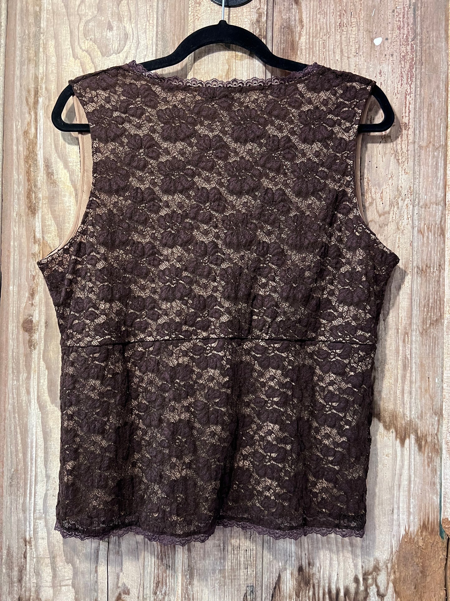 90's Kathleen Kirkwood Brown Lace Tank Top