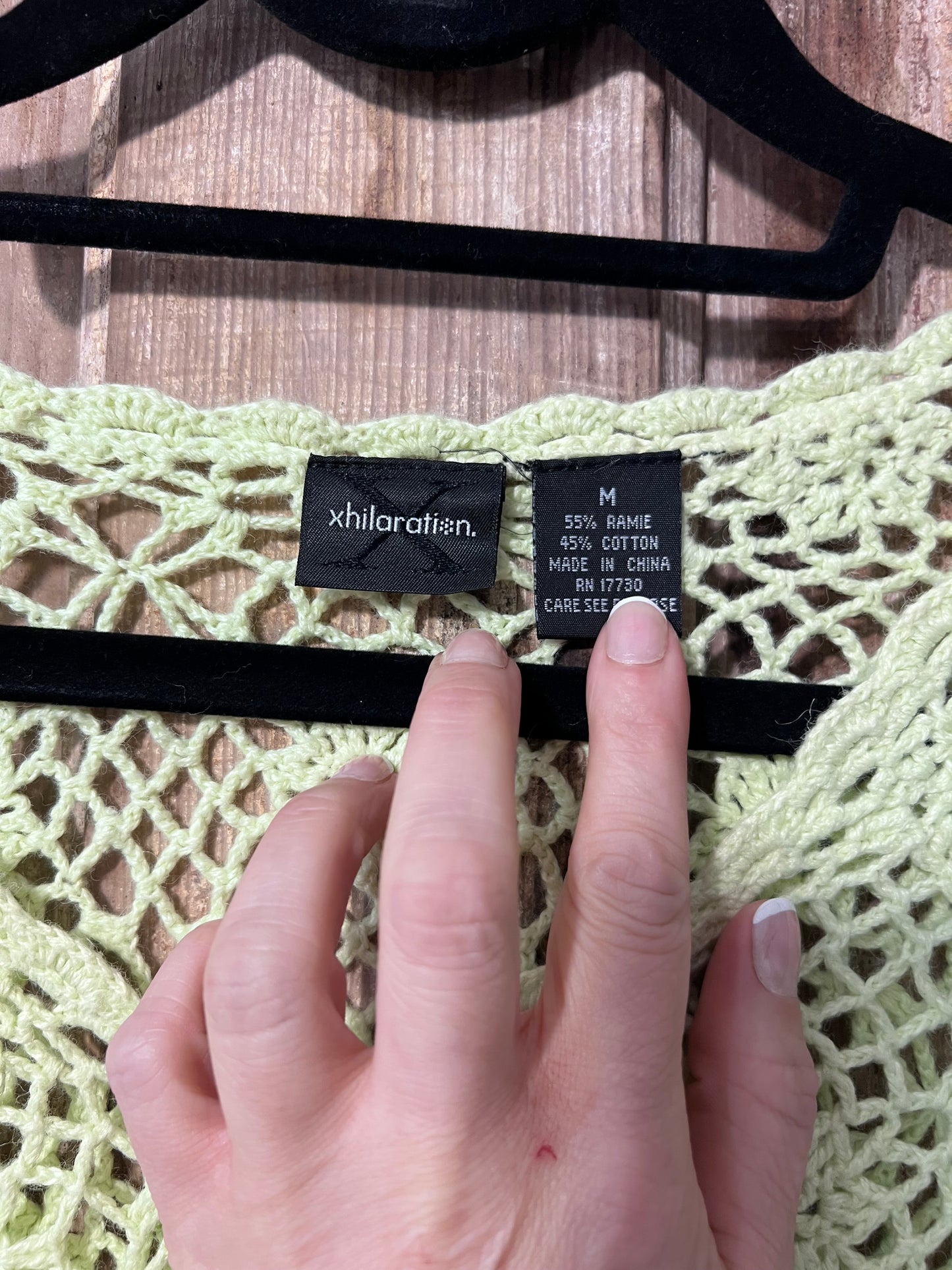 Y2K Xhilaration Lime Green Crochet Long Sleeve Top