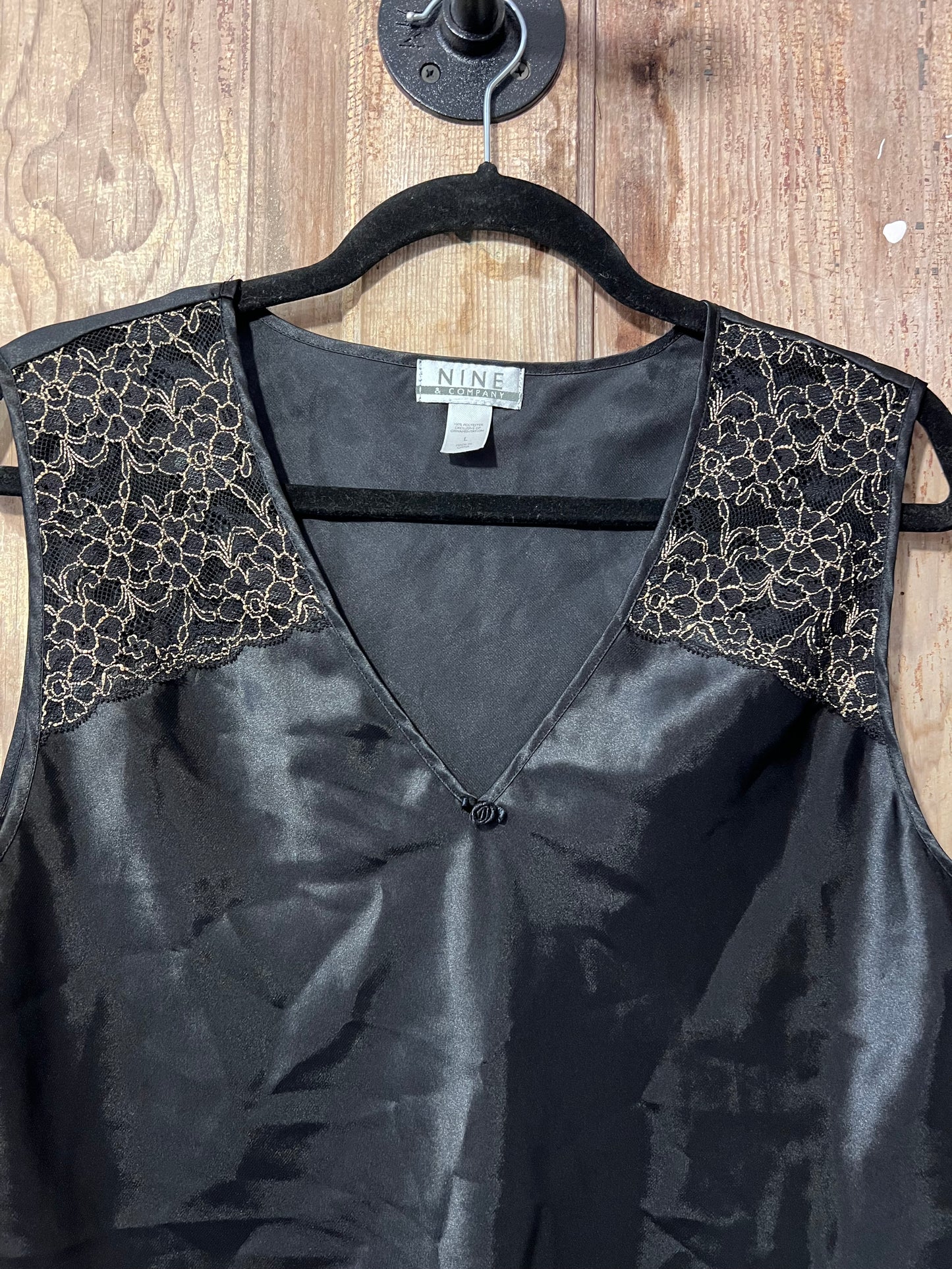 80's/90's Nine + Company BLK & Gold Silky Tank Top