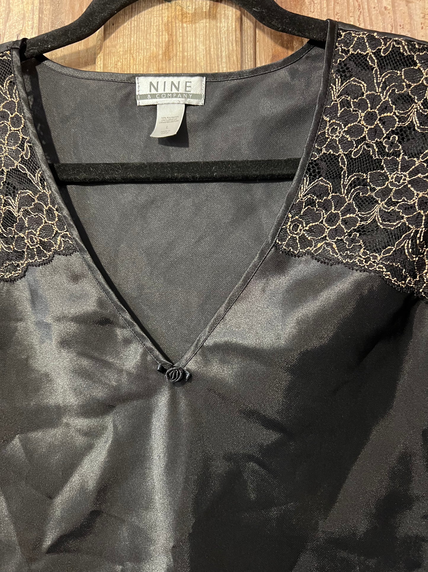 80's/90's Nine + Company BLK & Gold Silky Tank Top