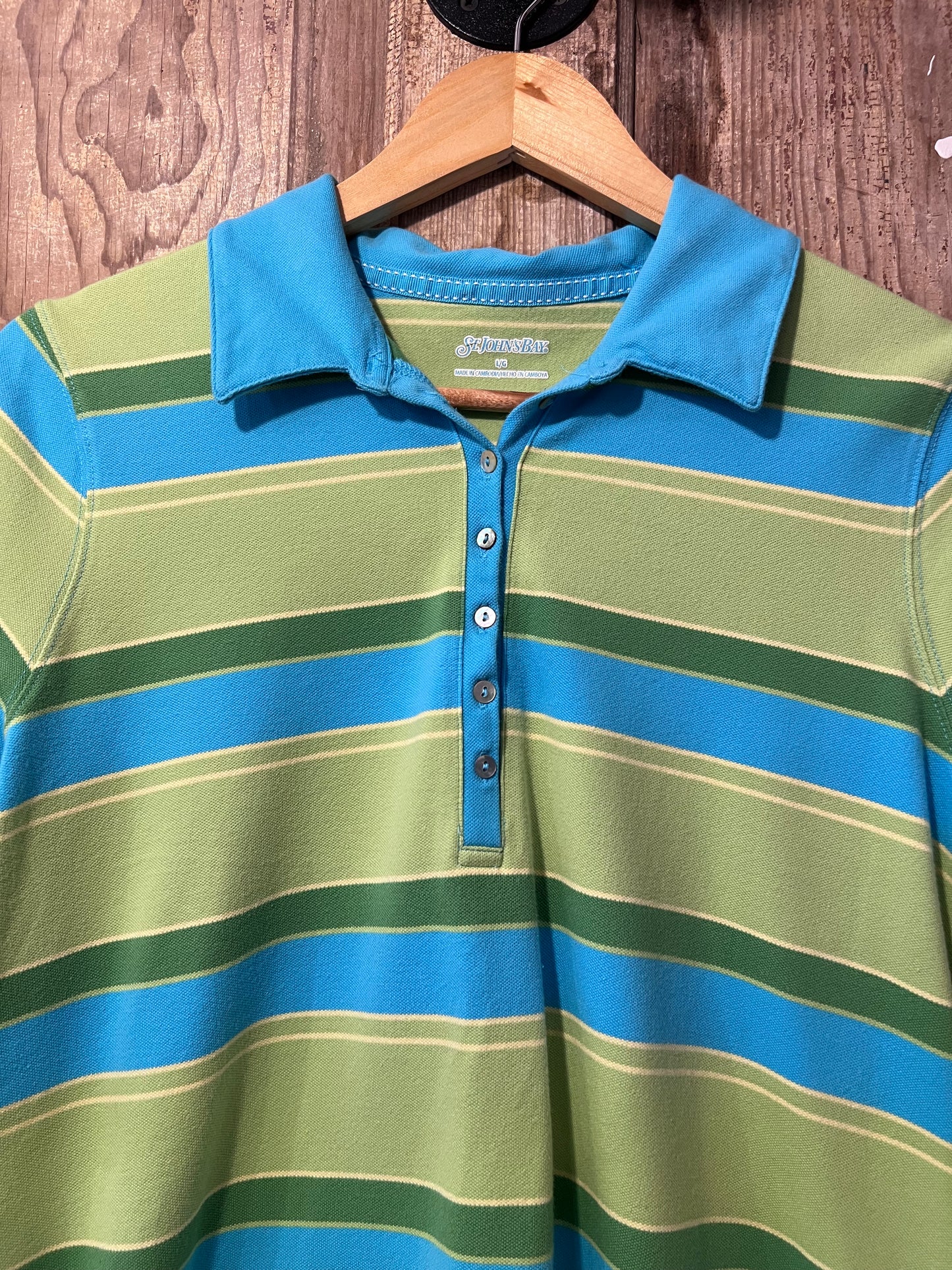 90's/Y2K St. Johns Bay Striped Polo Shirt