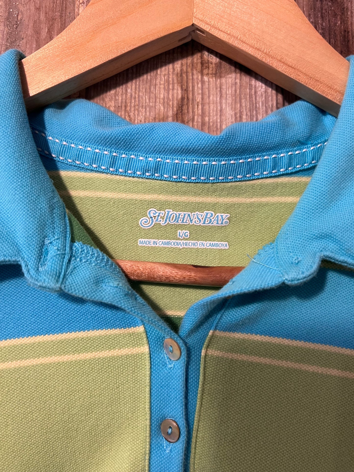 90's/Y2K St. Johns Bay Striped Polo Shirt