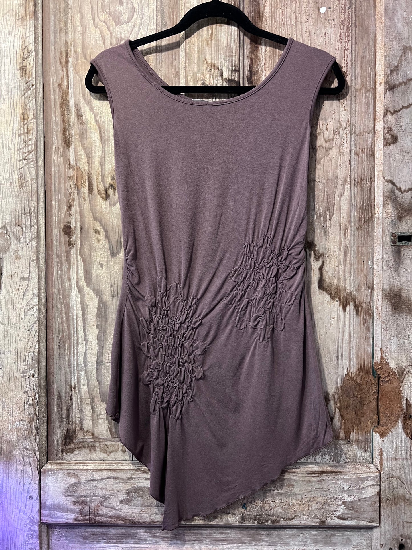 Y2K Brown Scrunched Flowy Tank Top