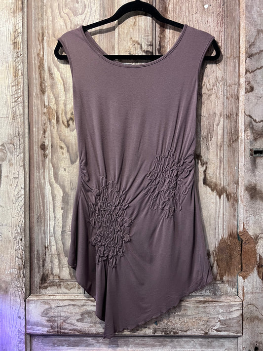 Y2K Brown Scrunched Flowy Tank Top