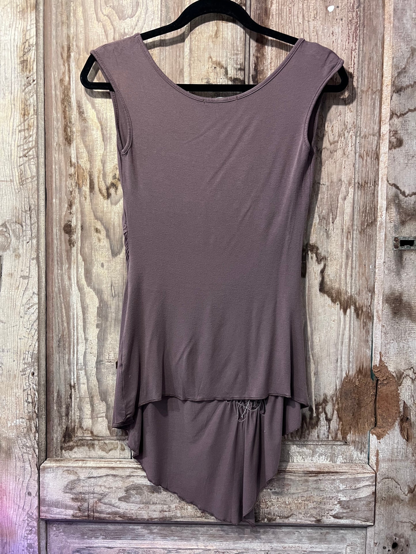 Y2K Brown Scrunched Flowy Tank Top