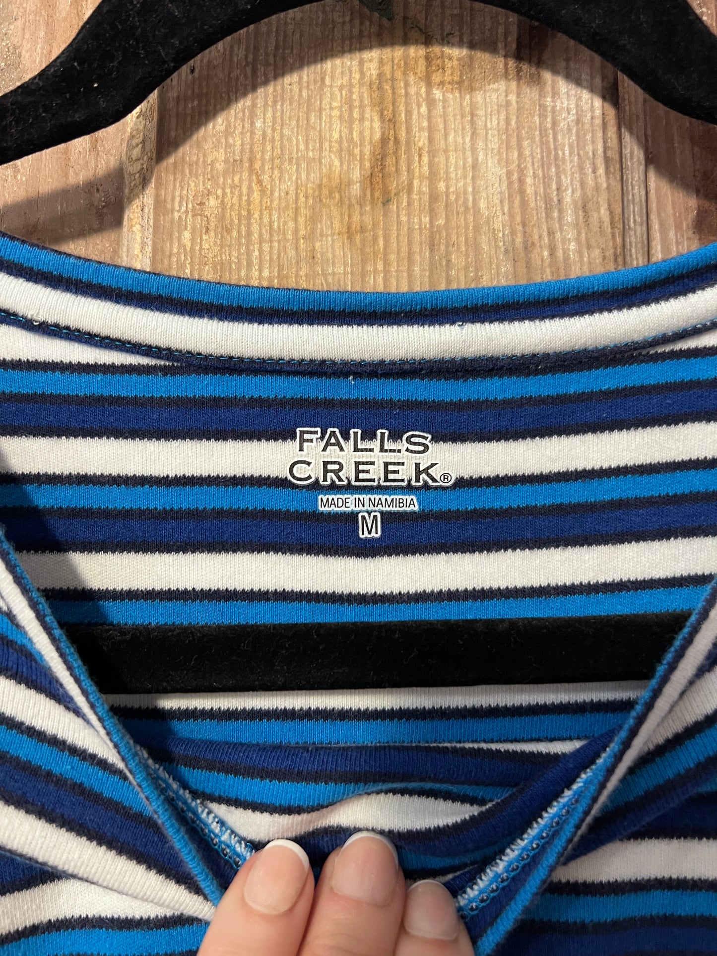 90's/Y2K Falls Creek Blue Striped T-Shirt