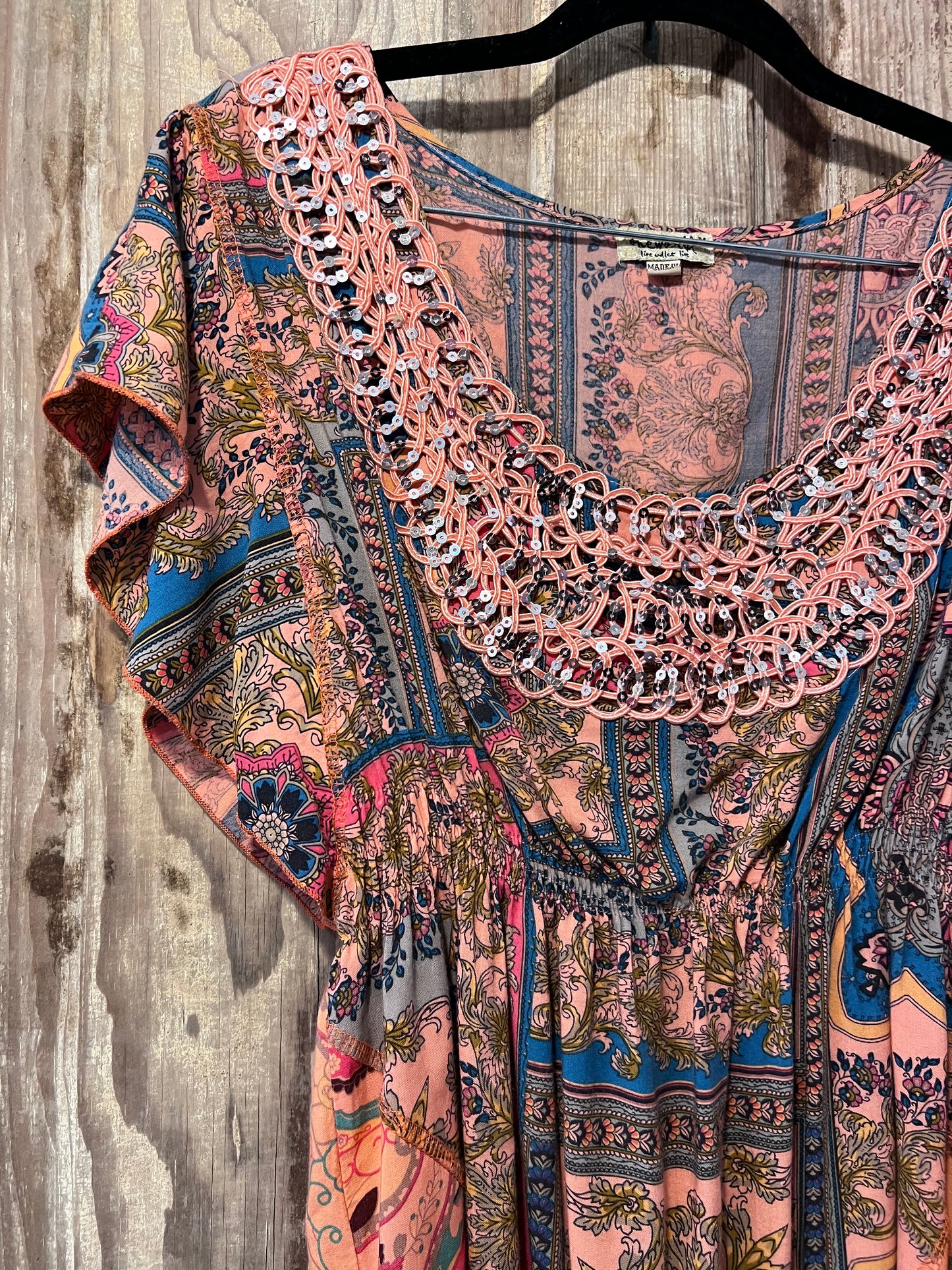 Y2K One World Free People Flowy Sequin Blouse