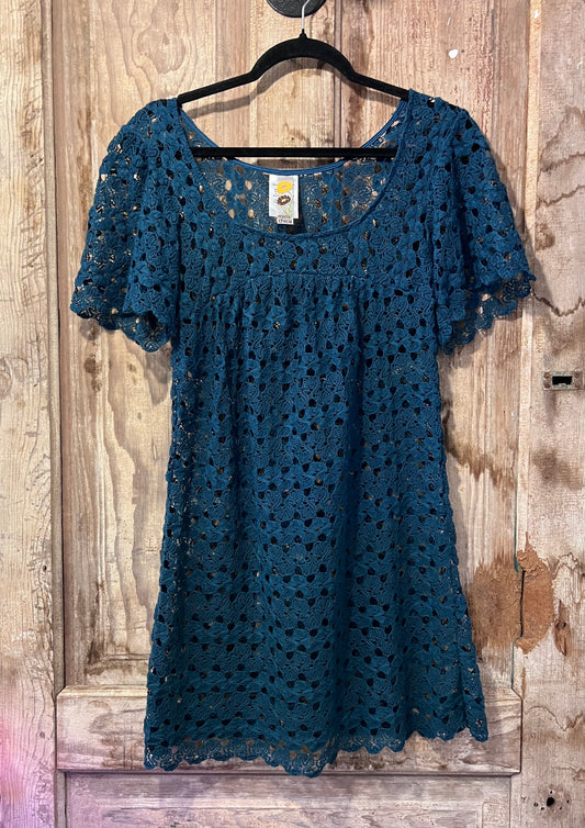 Y2K Mimi Chica Turquoise Crochet Top