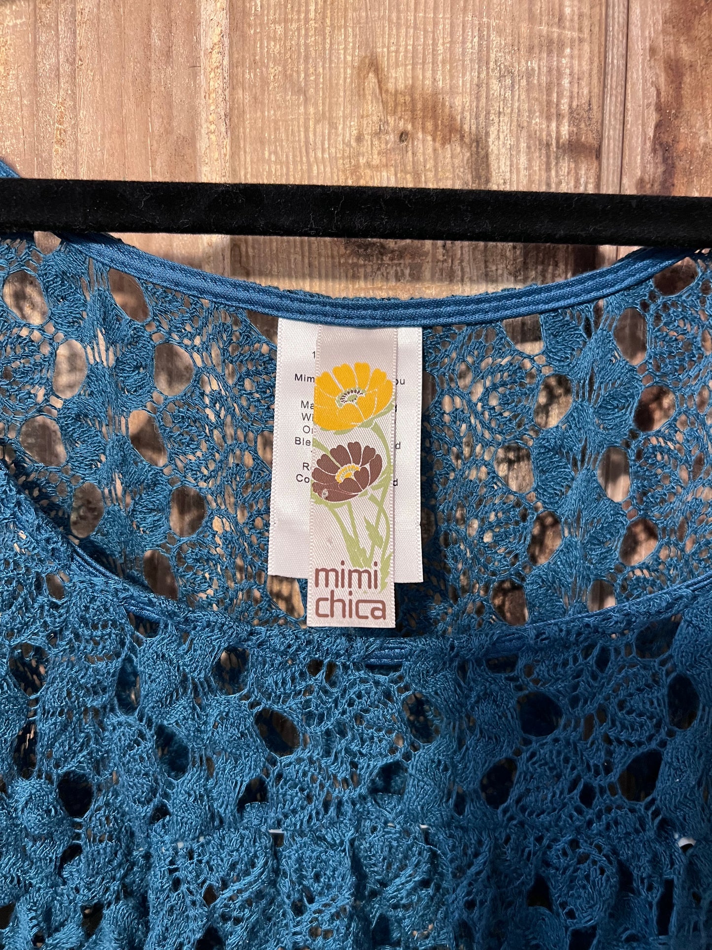 Y2K Mimi Chica Turquoise Crochet Top