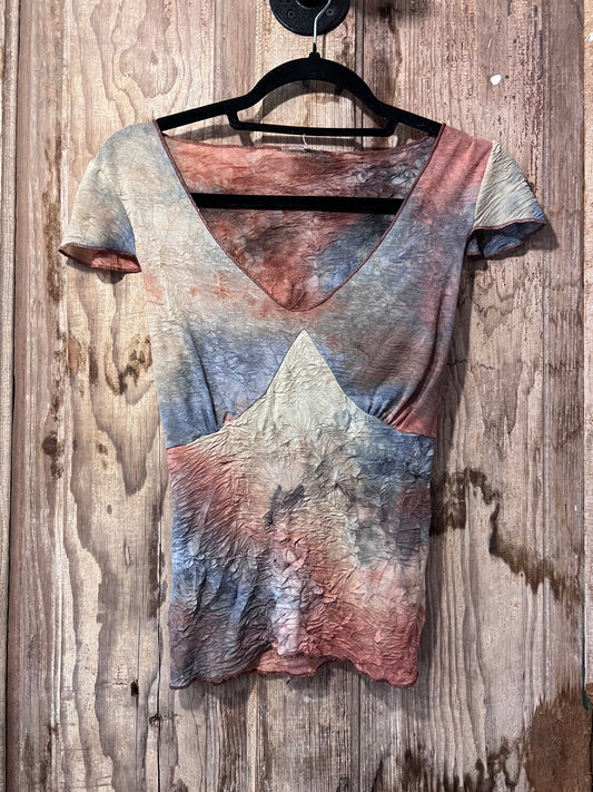 Y2K Semi-Sheer Muted Rainbow Tye Dye Top