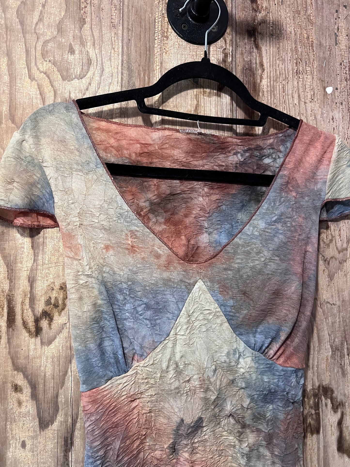Y2K Semi-Sheer Muted Rainbow Tye Dye Top