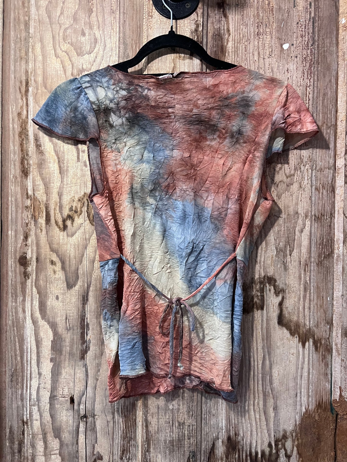 Y2K Semi-Sheer Muted Rainbow Tye Dye Top