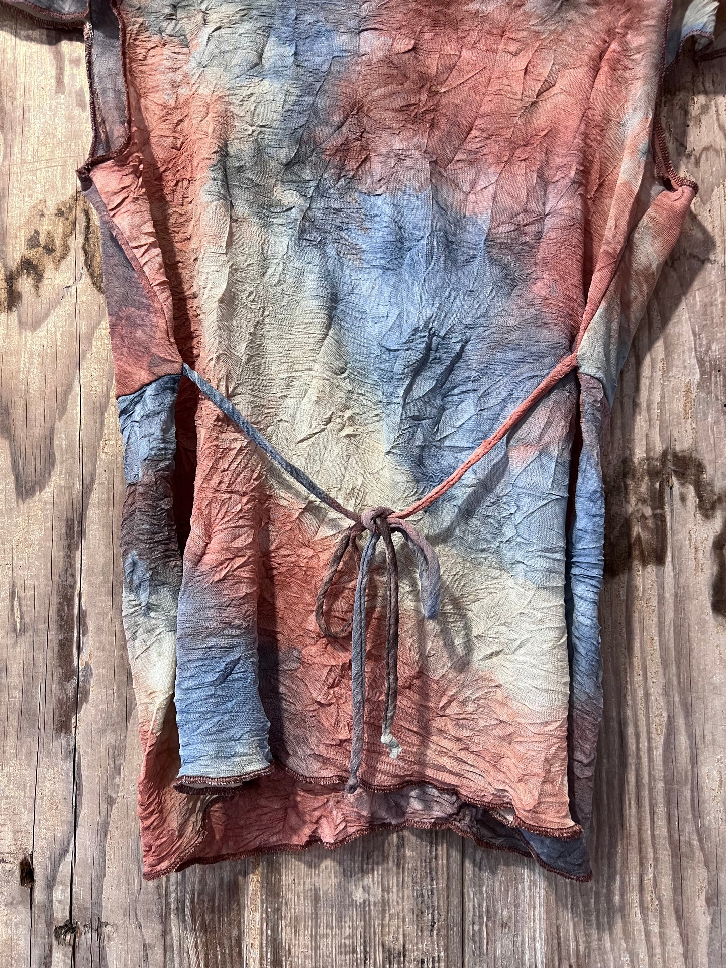 Y2K Semi-Sheer Muted Rainbow Tye Dye Top