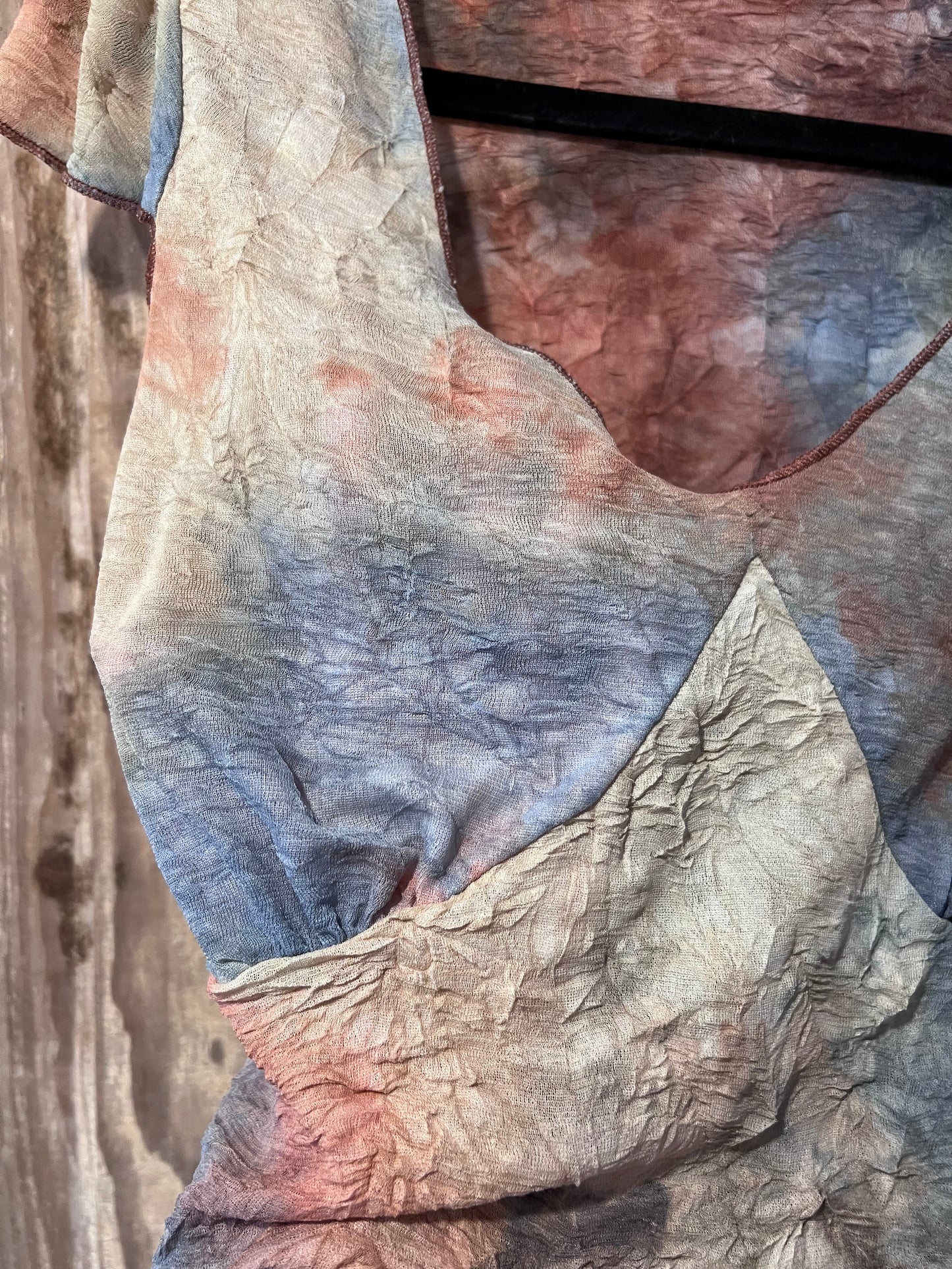 Y2K Semi-Sheer Muted Rainbow Tye Dye Top