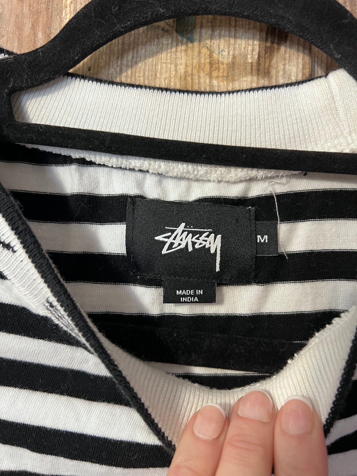 Stussy BLK/WHT Striped Long Sleeve Shirt