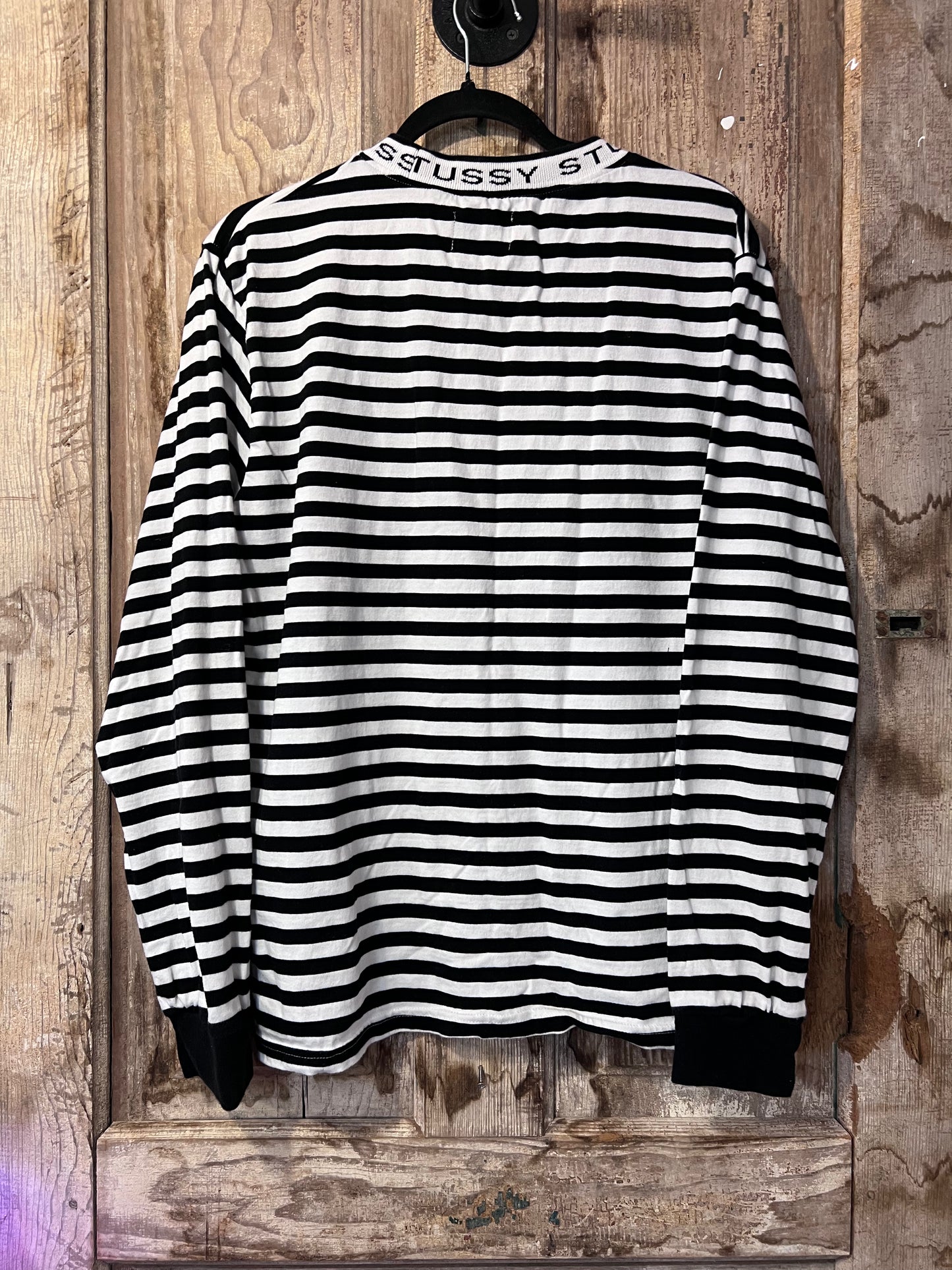 Stussy BLK/WHT Striped Long Sleeve Shirt