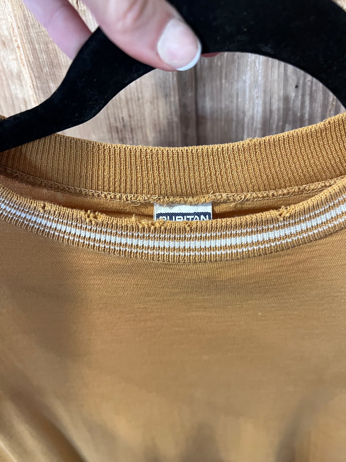 80's Puritan Mustard Yellow Distressed T-Shirt