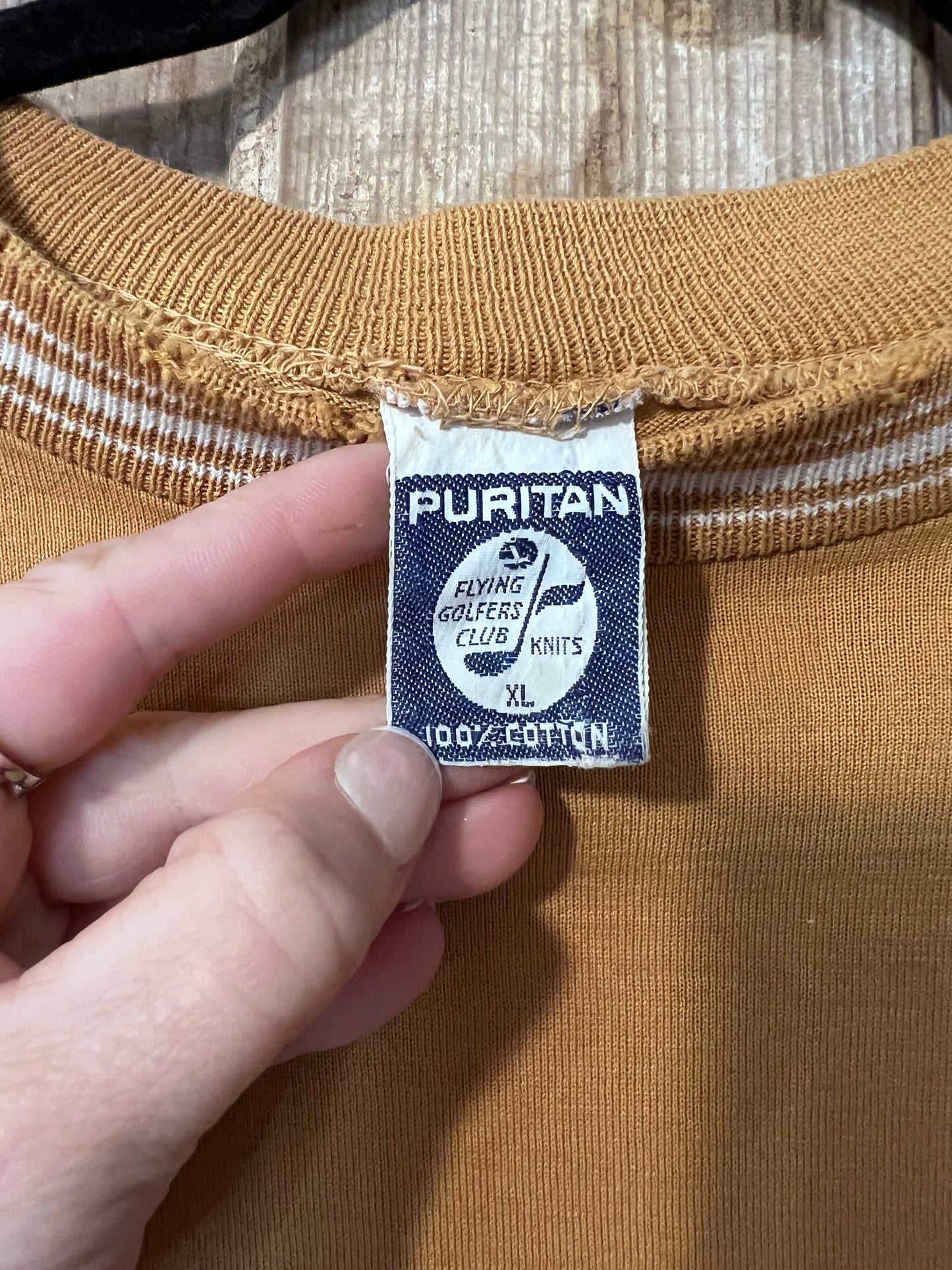 80's Puritan Mustard Yellow Distressed T-Shirt