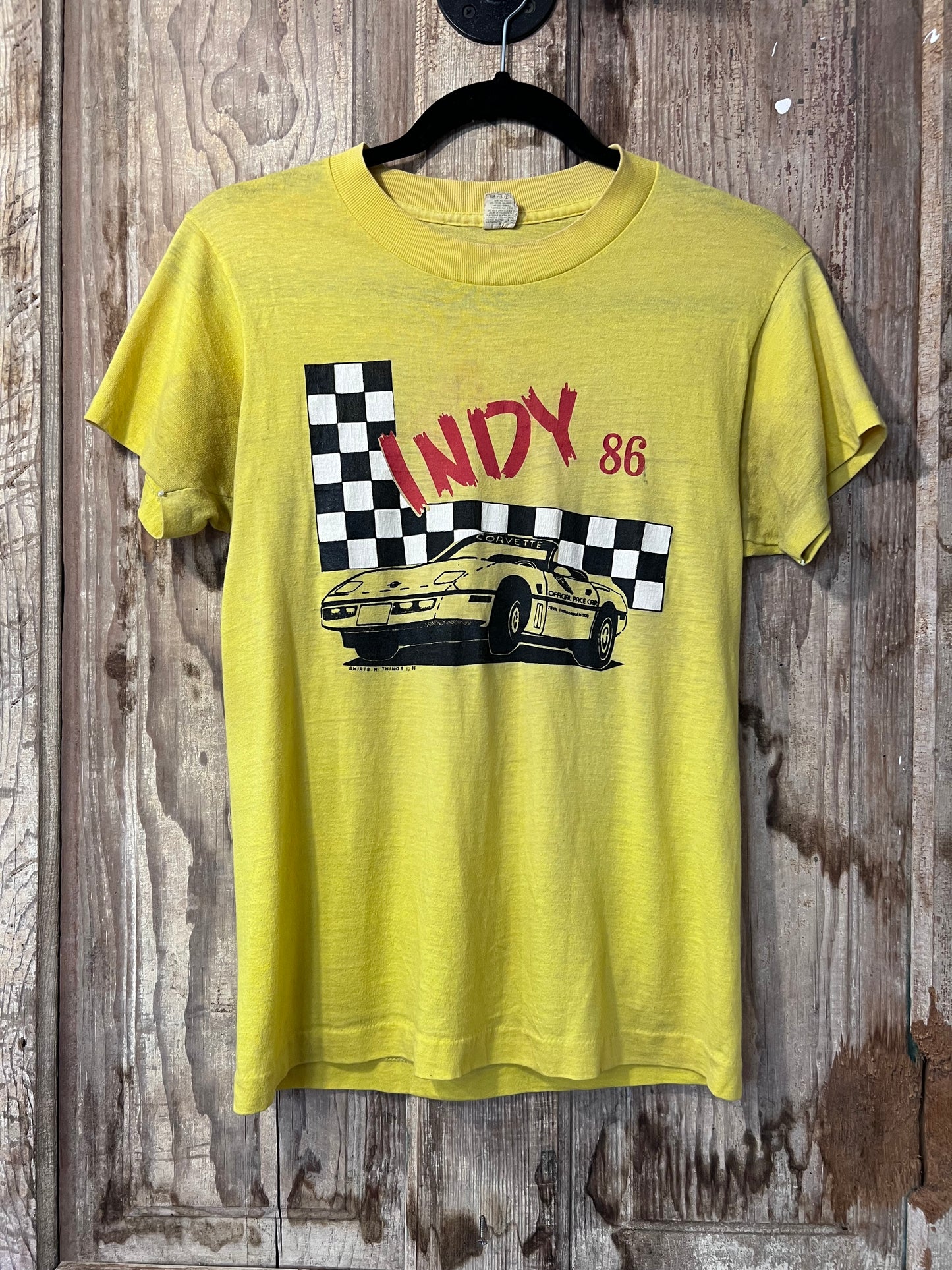 80's Yellow Indy Racing Graphic T-Shirt