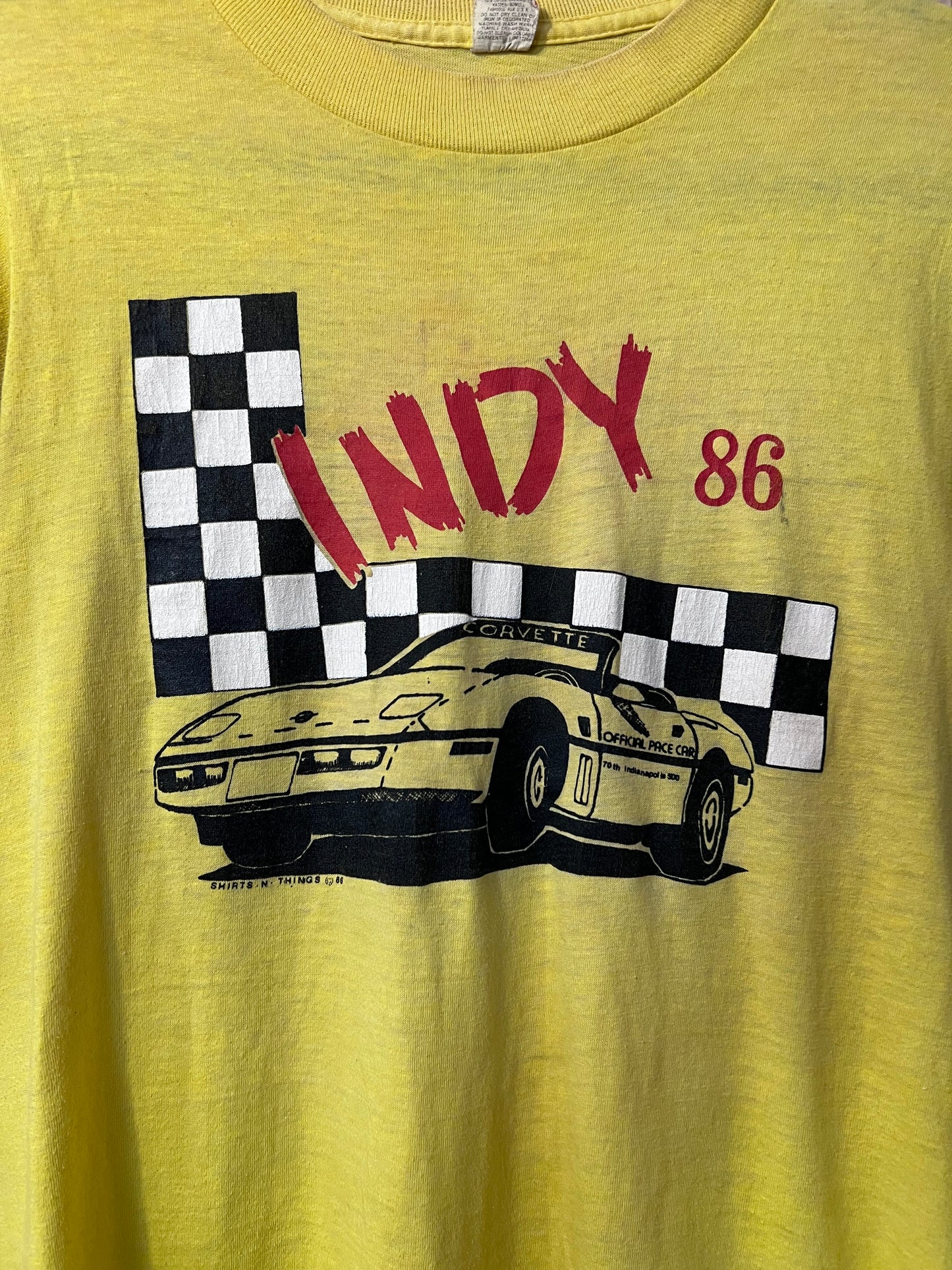 80's Yellow Indy Racing Graphic T-Shirt