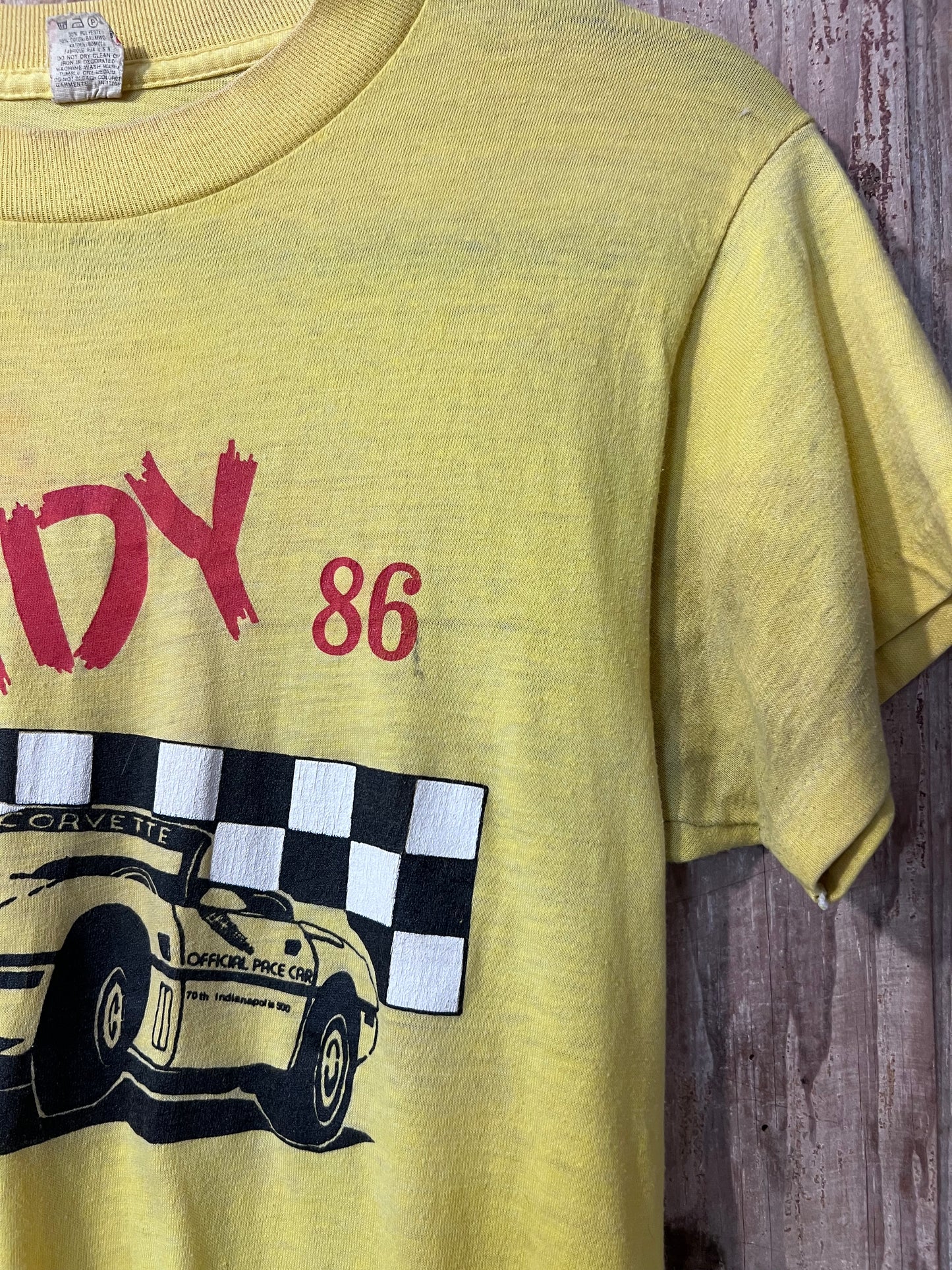 80's Yellow Indy Racing Graphic T-Shirt