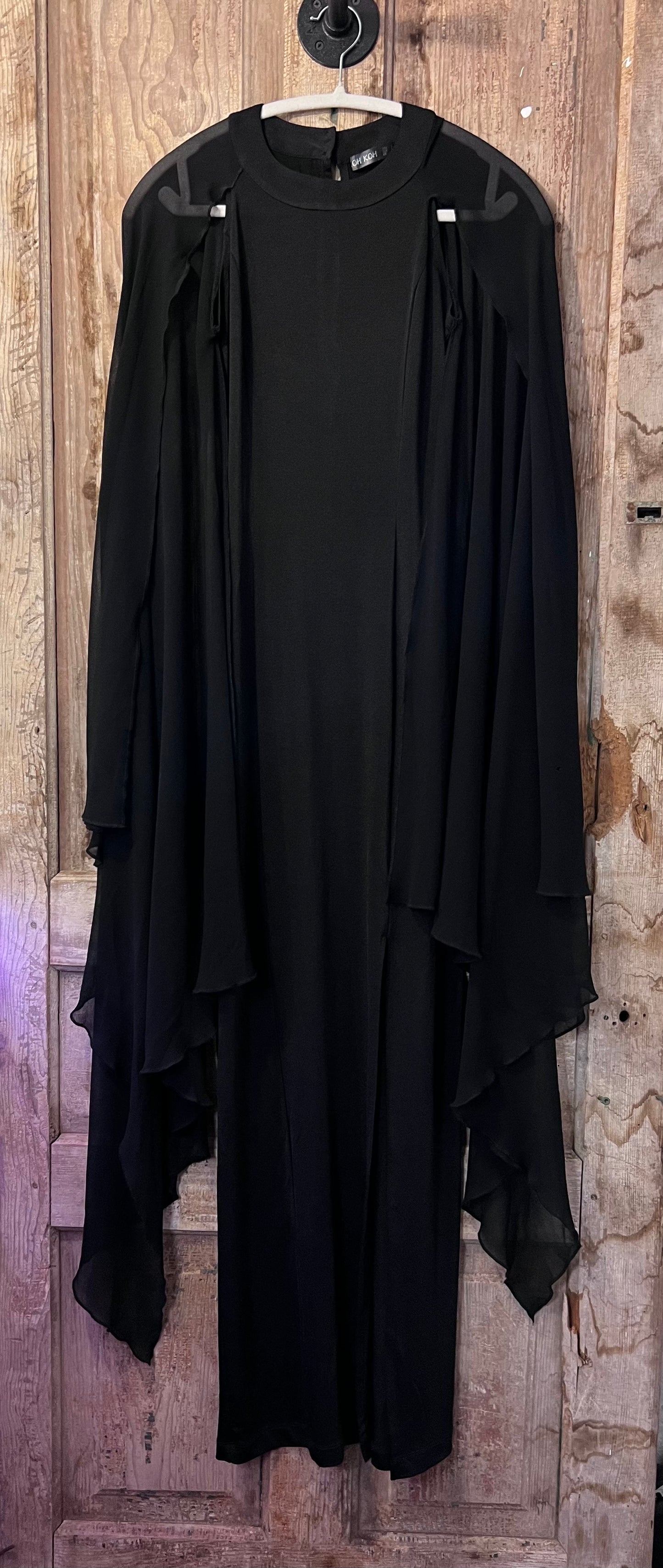 80's KOHKOH Black Flowy Sleeve Dress