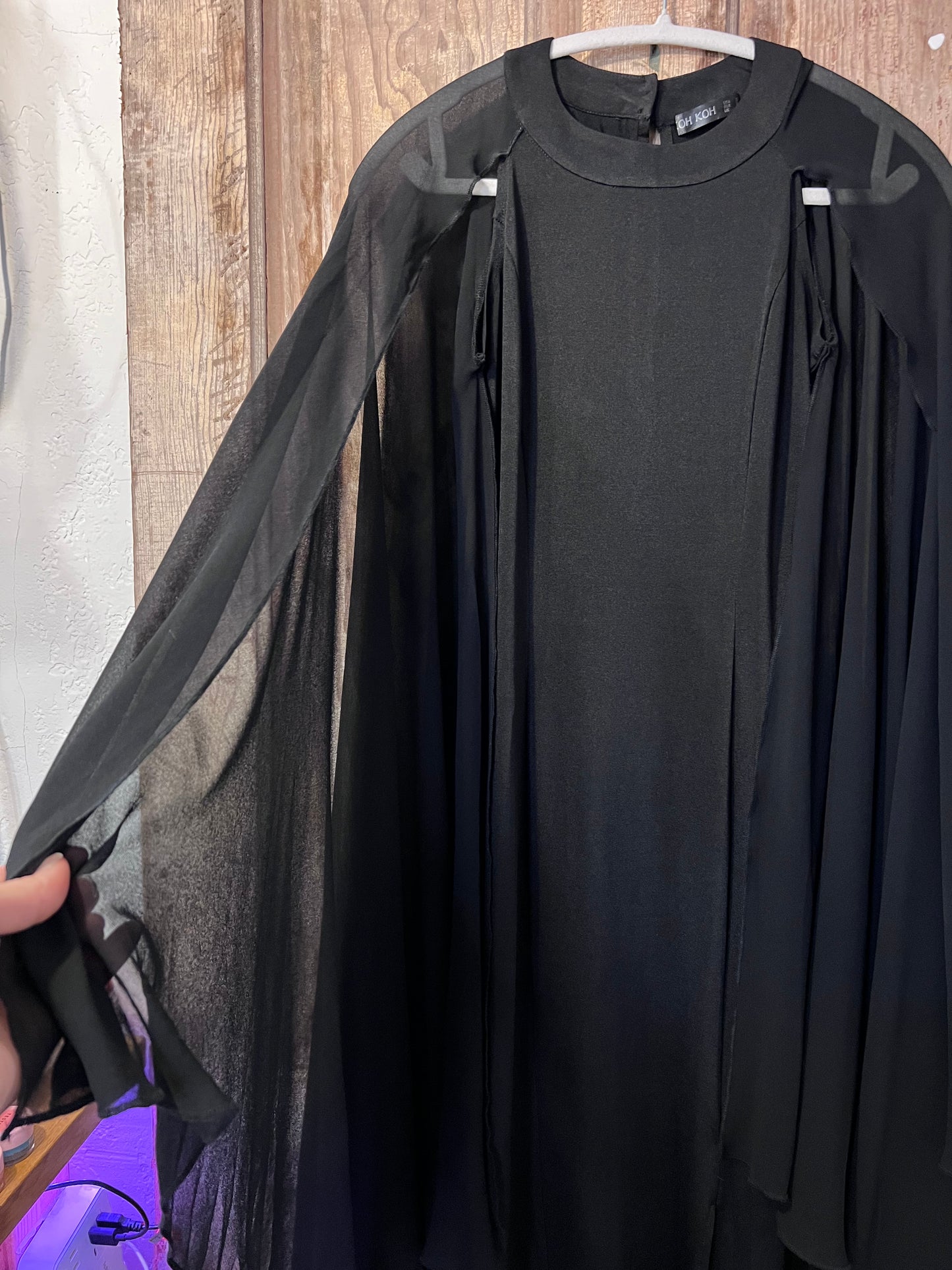 80's KOHKOH Black Flowy Sleeve Dress