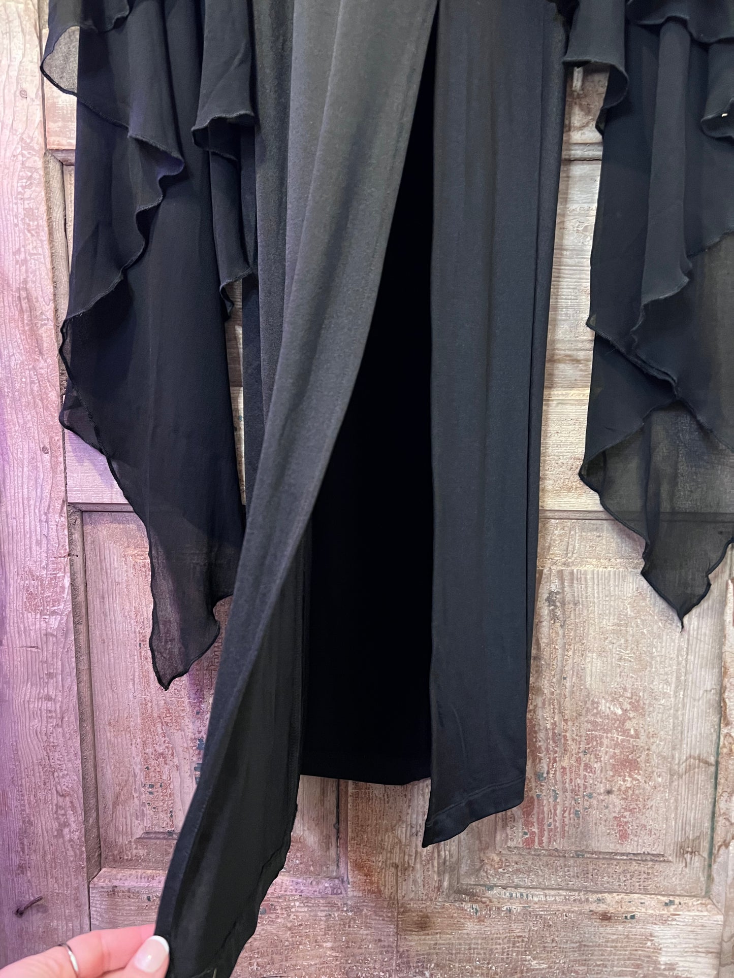 80's KOHKOH Black Flowy Sleeve Dress