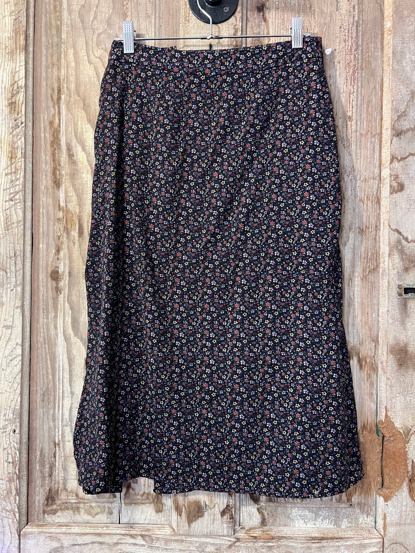 70's Inspired Floral Button Midi-Skirt