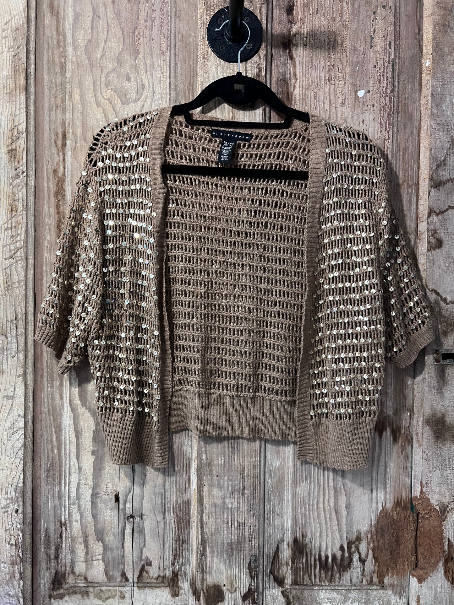 Y2K Apostrophe Light Brown Sequin Cardigan