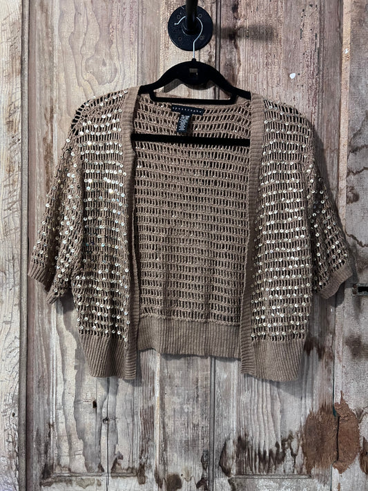 Y2K Apostrophe Light Brown Sequin Cardigan