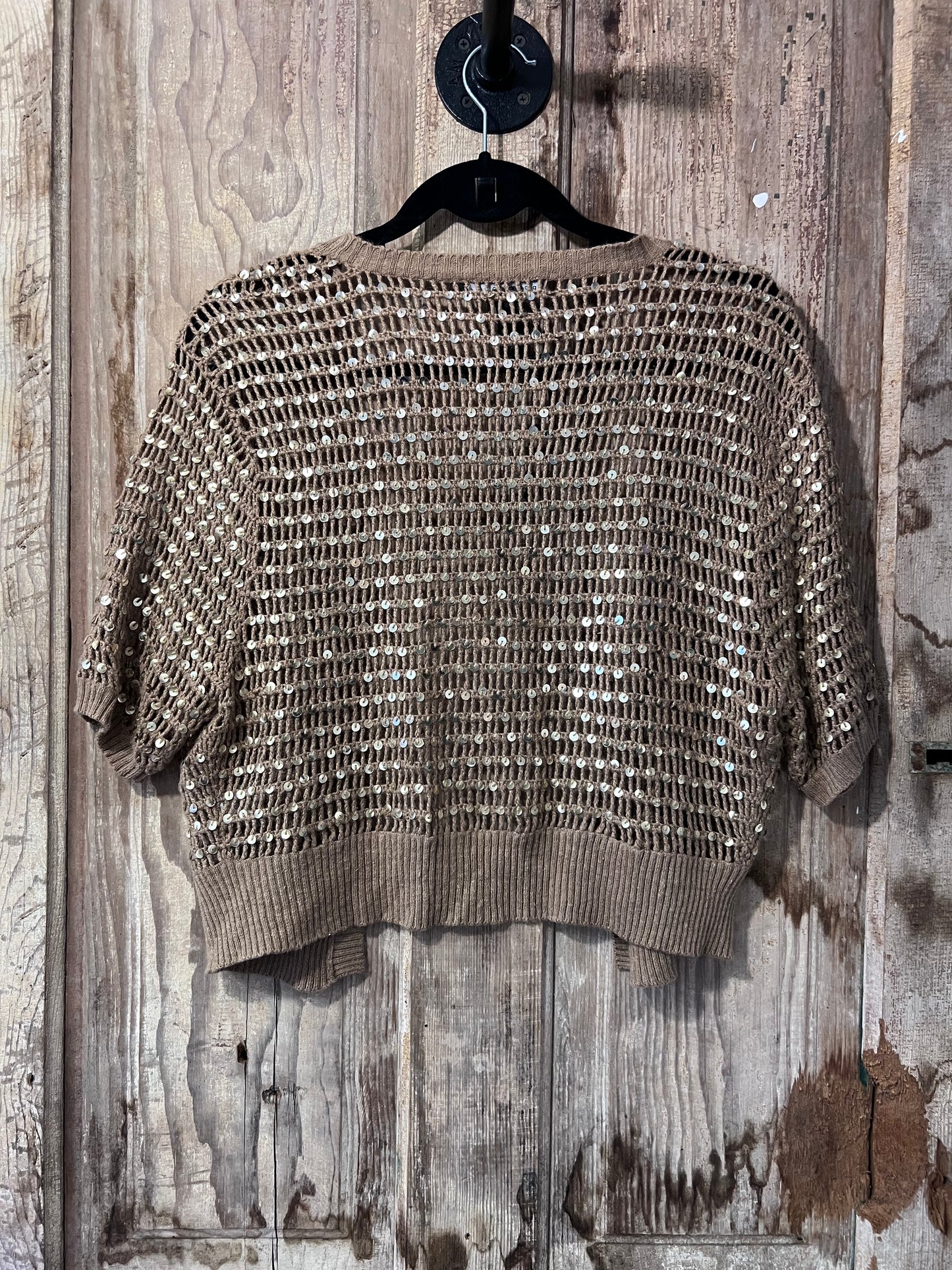 Y2K Apostrophe Light Brown Sequin Cardigan