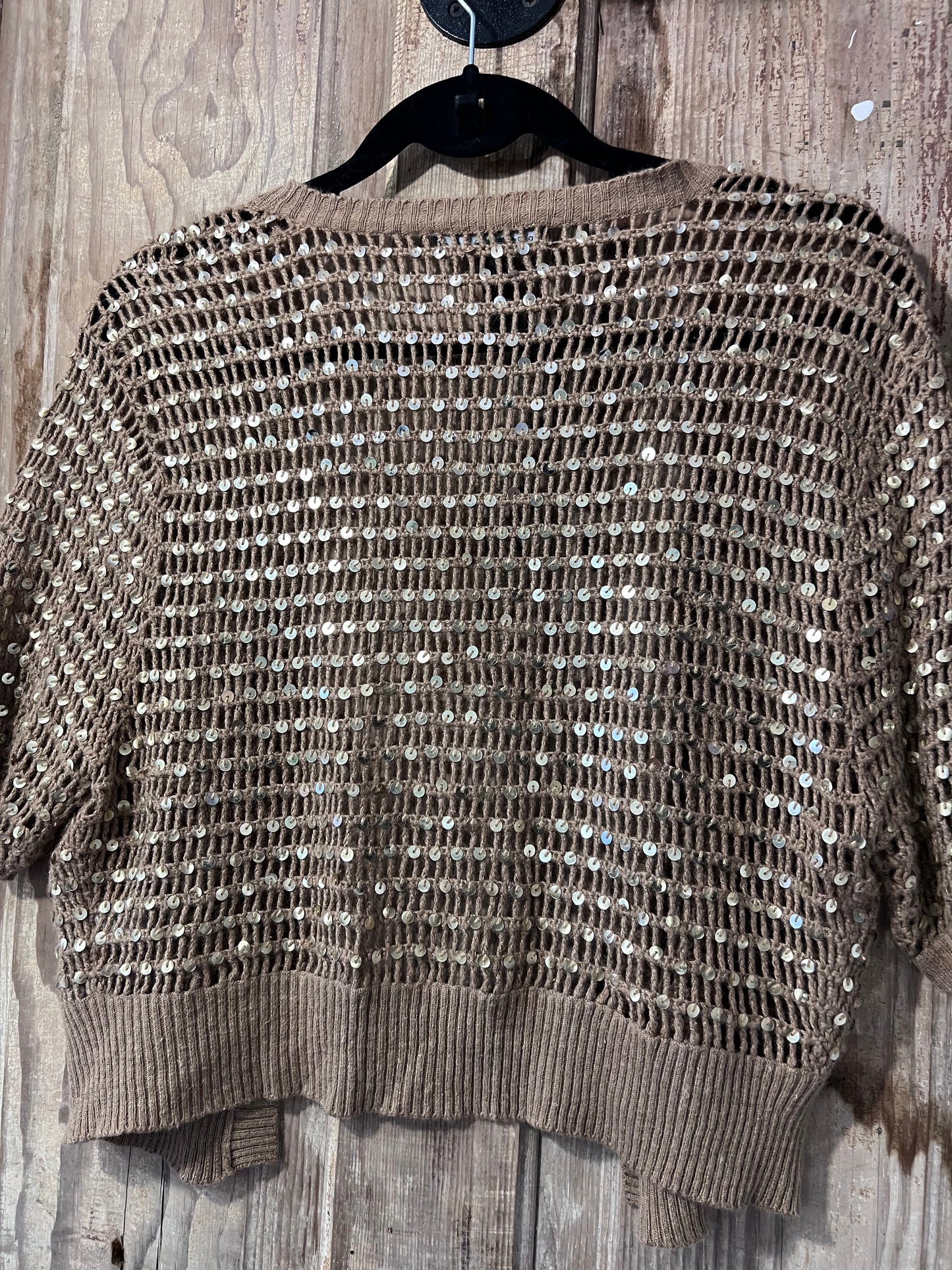 Y2K Apostrophe Light Brown Sequin Cardigan