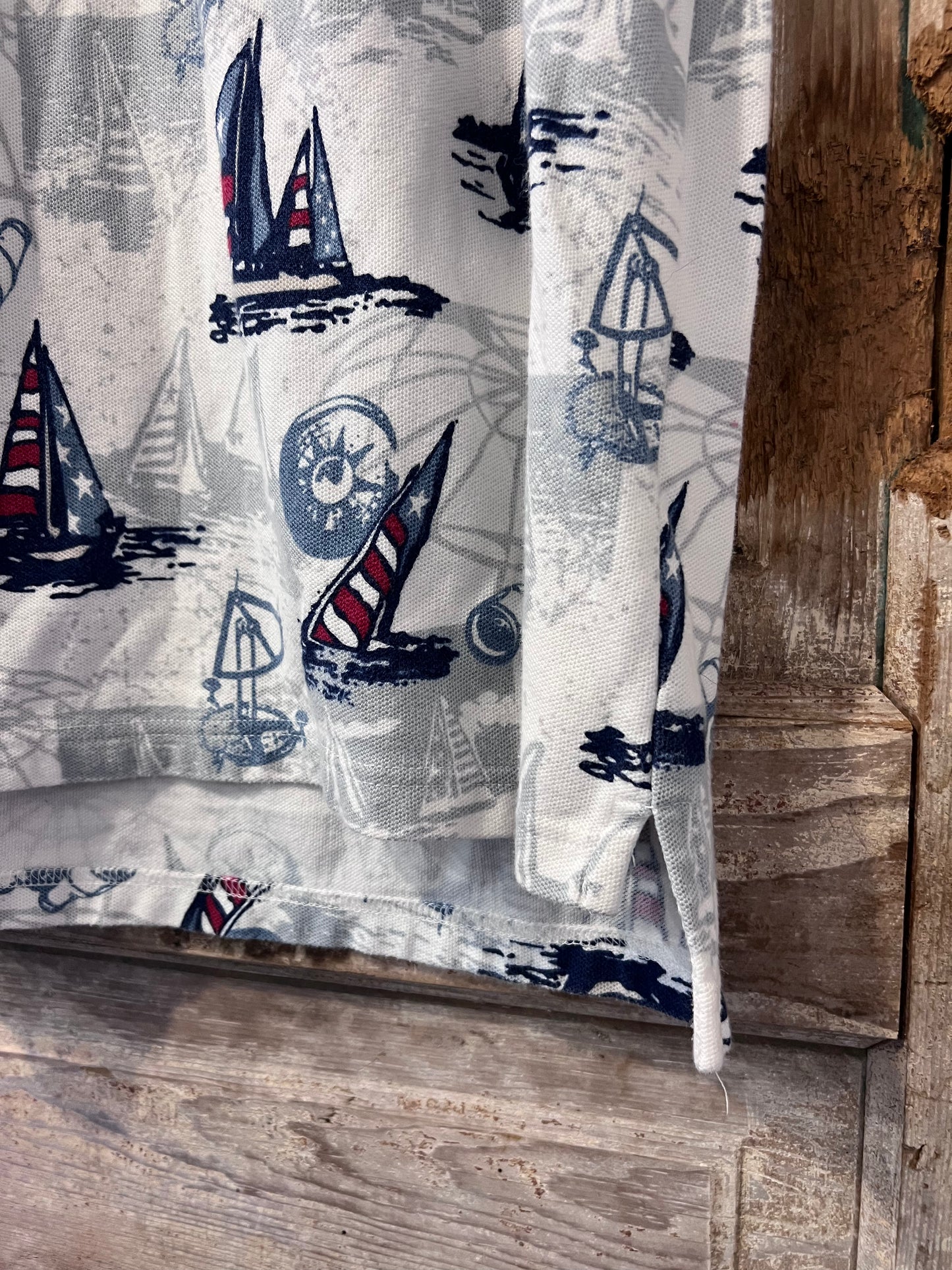 90's C+B Sport Sail Boat Patterned Polo Shirt