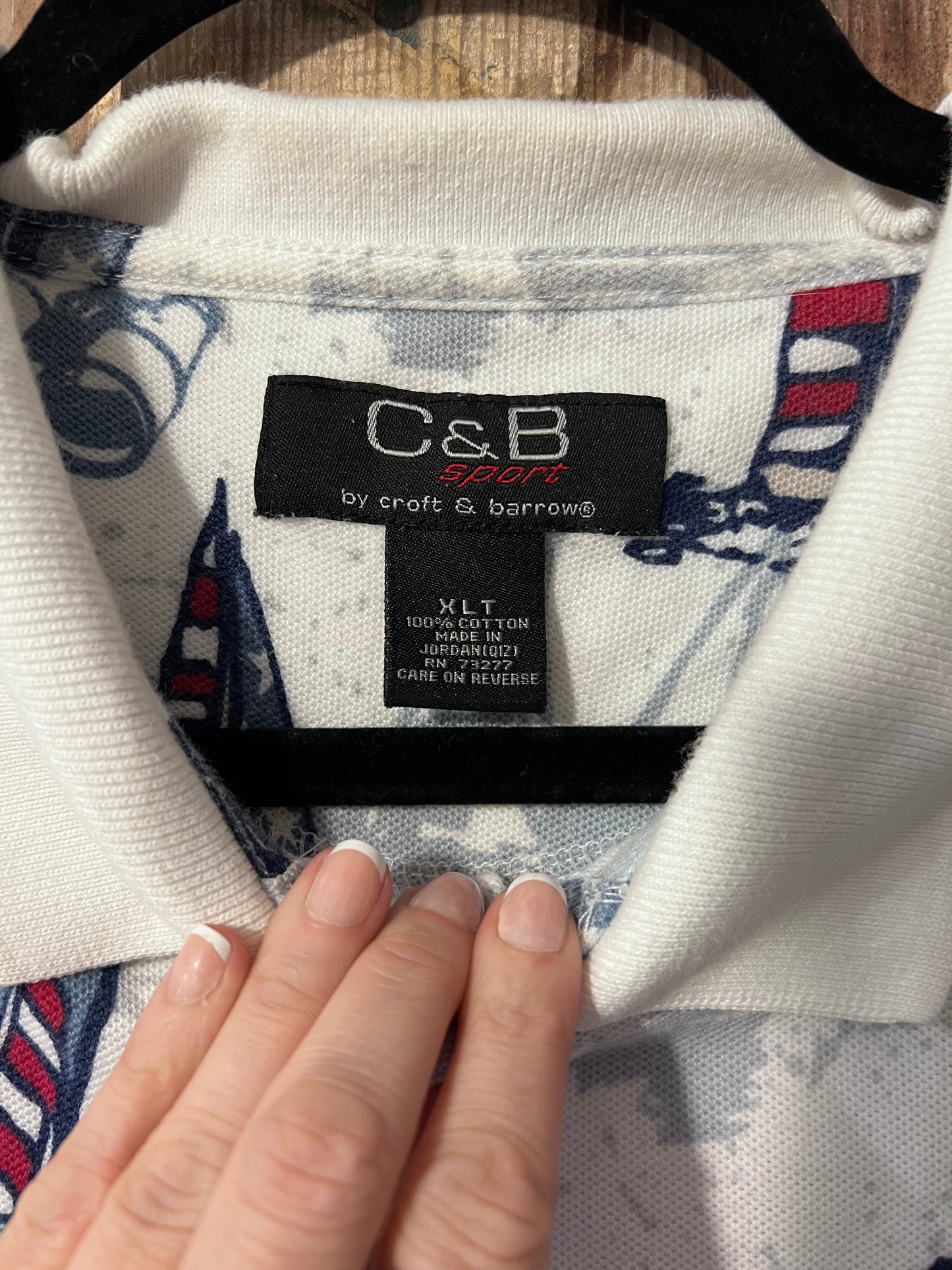 90's C+B Sport Sail Boat Patterned Polo Shirt