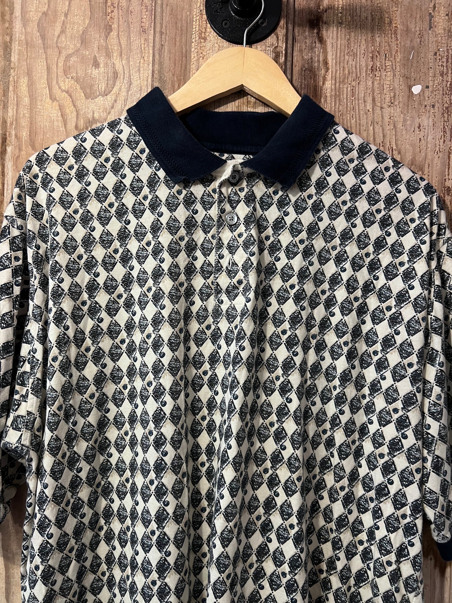 90's Haggar Patterned Polo Shirt