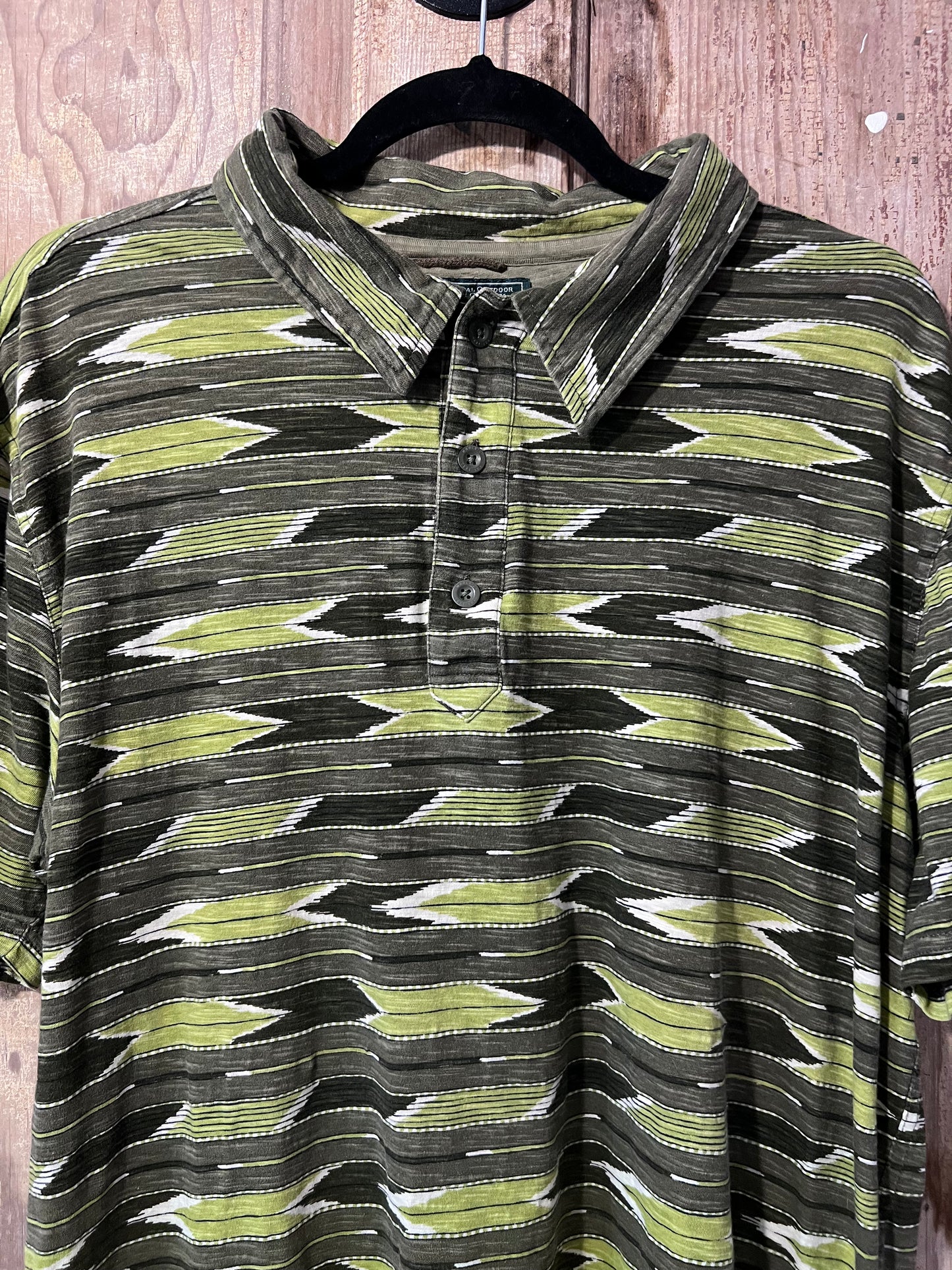 90's Woolrich Green Patterned Polo Shirt