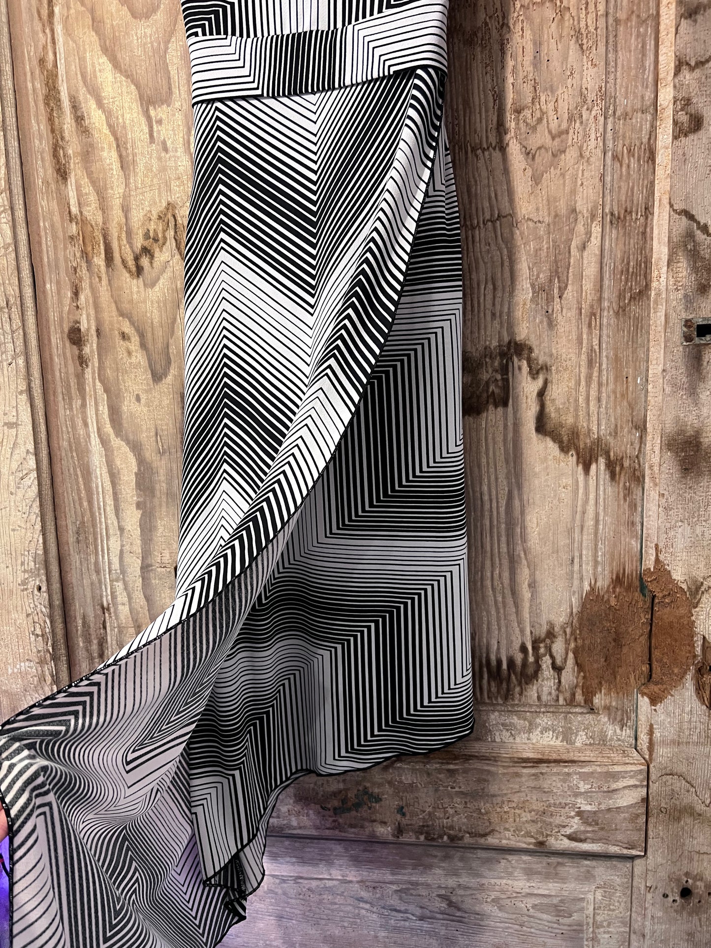 Y2K Misdemeanor BLK + WHT Striped Strapless Dress