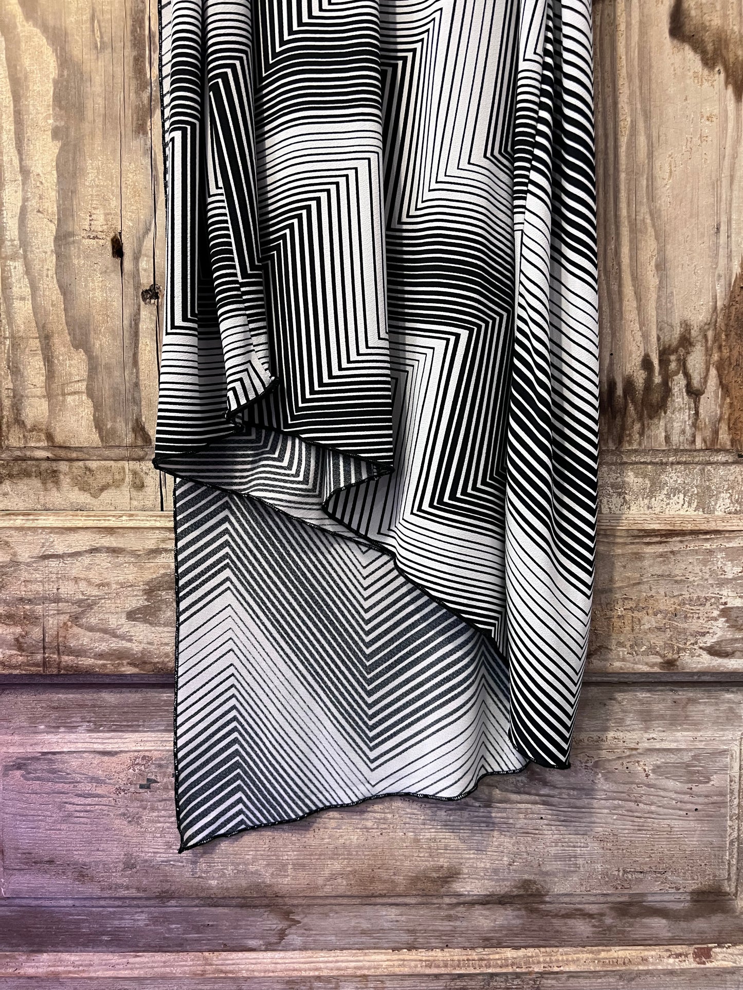 Y2K Misdemeanor BLK + WHT Striped Strapless Dress