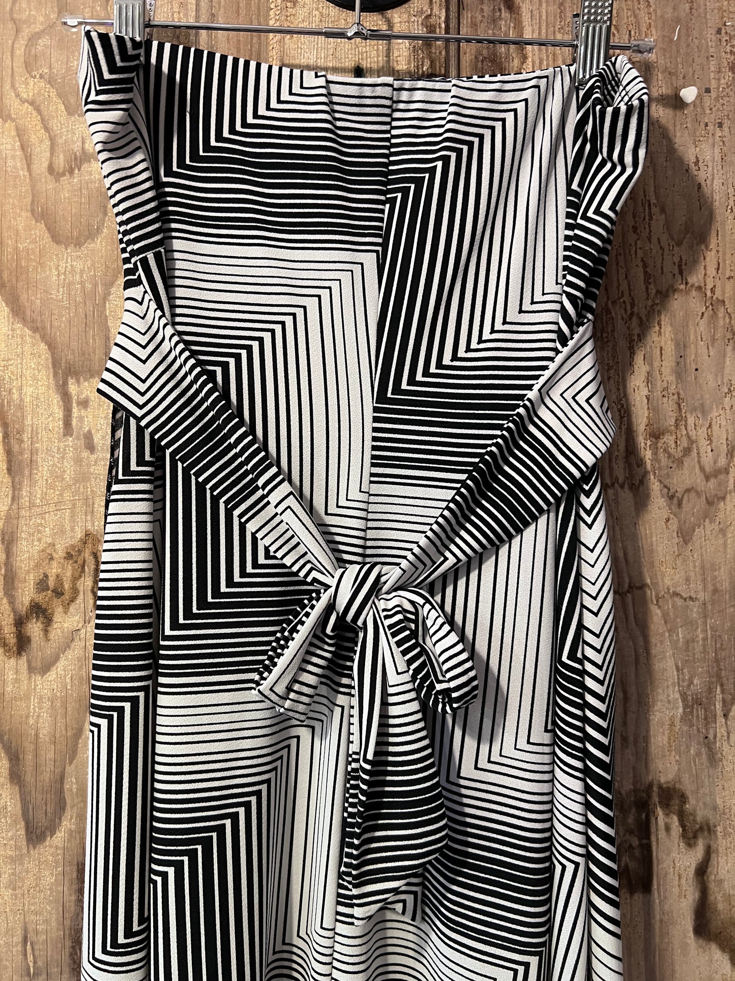 Y2K Misdemeanor BLK + WHT Striped Strapless Dress