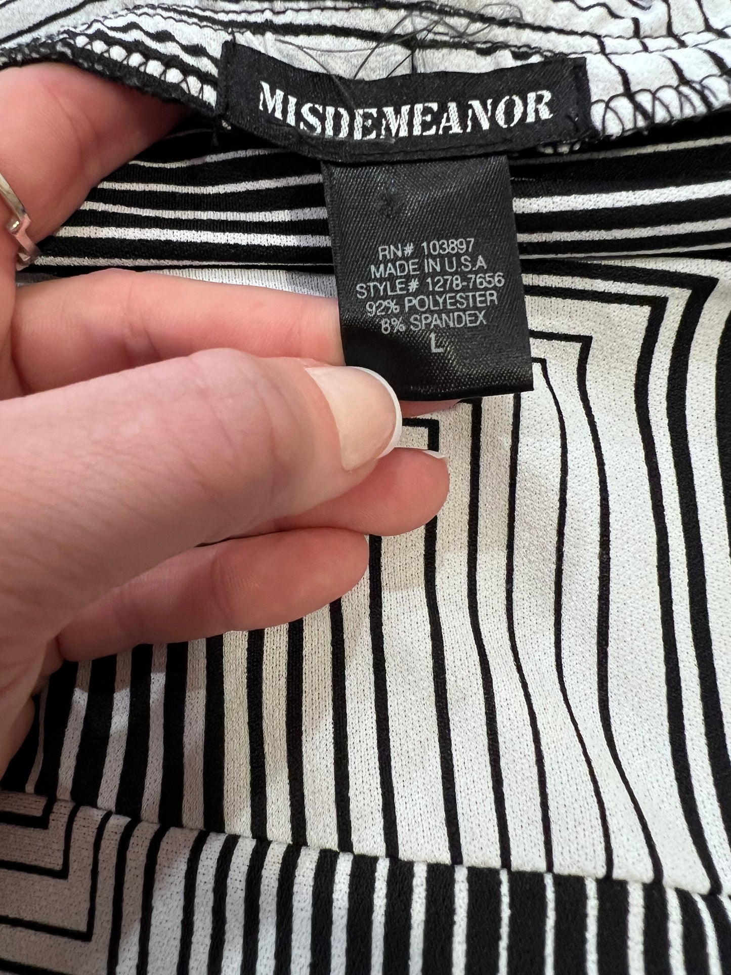 Y2K Misdemeanor BLK + WHT Striped Strapless Dress