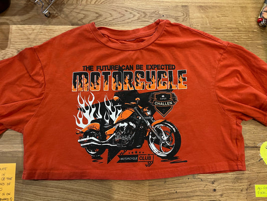 YOUTH Orange Motorcycle Cropped T-shirt
