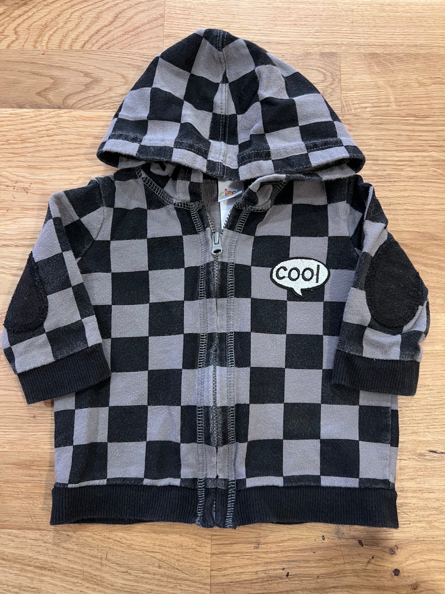 [UR LITTLES] Circo BLK/GRY Checkered Hooded Zip Up
